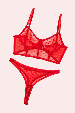 Alpha set - Set - Feminine UAE - Sensual Lingerie - Red - S - Bra & Panties Set - Set -