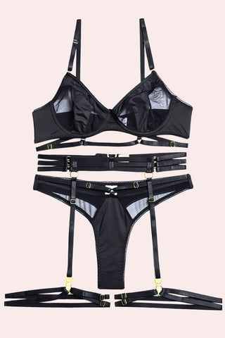 Aries Set - Set - Feminine UAE - Sensual Lingerie - Black - S - - -