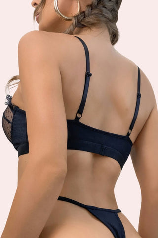 Dotted Set - Set - Feminine UAE - Sensual Lingerie - Black - S - Bra & Panties Set - Set -
