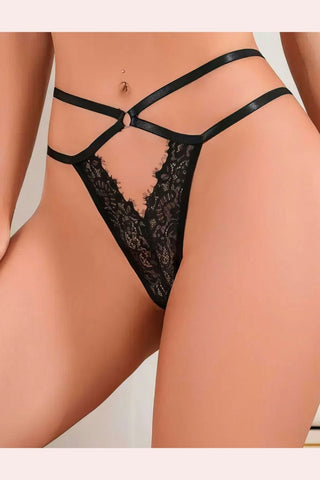 Double Strap Panties - Panties - Feminine UAE - Sensual Lingerie - Black - S - Buy 6; Get 2 free - Panties -