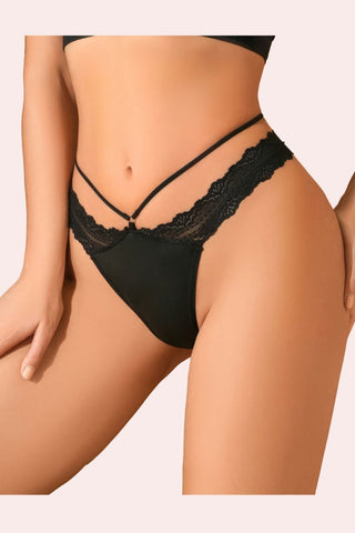 Double trouble Panties - Panties - Feminine UAE - Sensual Lingerie - Black - S - Buy 6; Get 2 free - Panties -