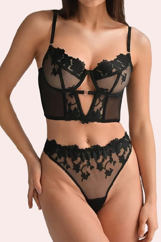 French Set - Set - Feminine UAE - Sensual Lingerie - Black - S - Bra & Panties Set - Set -