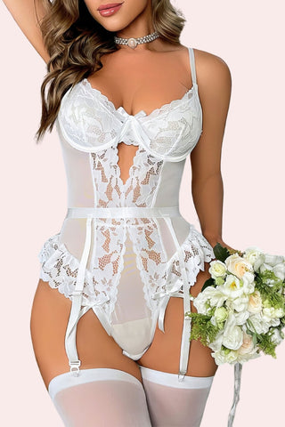 Novia Bodysuit - Bodysuit - Feminine UAE - Sensual Lingerie - White - S - Bodysuit - -