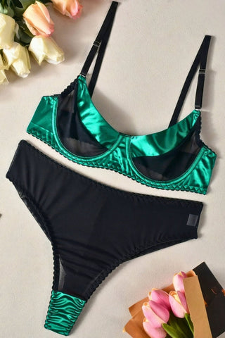 Russian Lady Set blue fix ceo - Set - Feminine UAE - Sensual Lingerie - Green - S - Bra & Panties Set - Set -