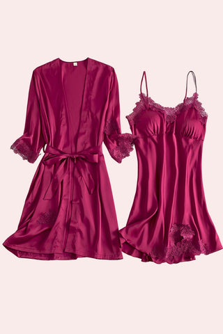 Solid Delights Nightwear - Sexy Satin Two-Piece Set for Women - Feminine UAE