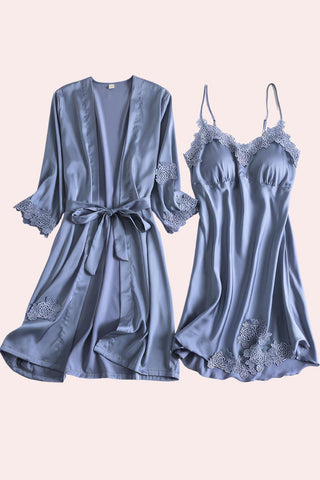 Solid Delights Nightwear - Nightwear - Feminine UAE - Sensual Lingerie - Blue - M - Nightwear - -